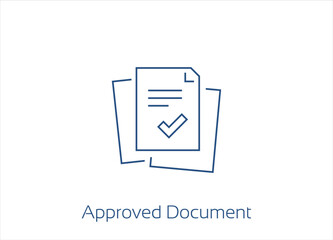 Agreement icon, Quality control document, Document Compliance, Check list, Tick mark, Corporate Business office files, Approved Document Icon, Inspection Outline Vector Icon Design- Editable Stroke