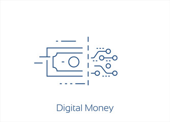 Digital money, mobile payment, digital currency, digital transactions Vector Icon Design- Editable Stroke