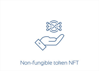 NFT technology, Non-fungible token, Blockchain, unique, crypto, digital Token Vector Icon Design- Editable Stroke