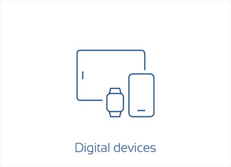 Devices and Electronics related line icons. Computers and mobile phones, Potable Mobile devices Vector Icon Design- Editable Stroke