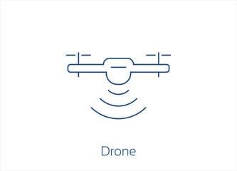 Drone with radio waves, wireless, radar detection system, delivery service line icon. Vector Icon Design- Editable Stroke