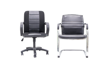 Office Chair black. Front photo chair two types structure empty for office and player from vertical...