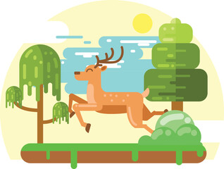 Obraz na płótnie Canvas Deer illustration with flat design style