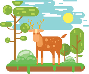 Deer illustration with flat design style