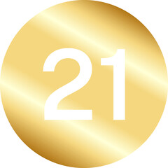 Gold Number Twenty One in Circle