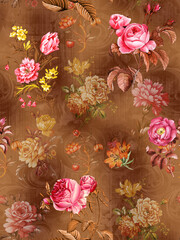 Digital Flower Pattern - Textile Pattern Design , Watercolor Background, Watercolor illustration. Textile Digital Pattern, Digital Design