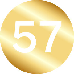 Gold Number Fifty Seven in Circle