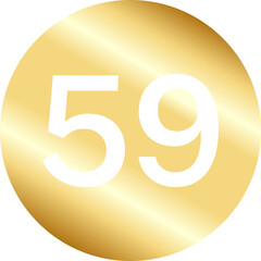 Gold Number Fifty Nine in Circle