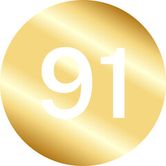 Gold Number Ninety One in Circle