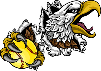 An eagle animal softball sports team cartoon mascot