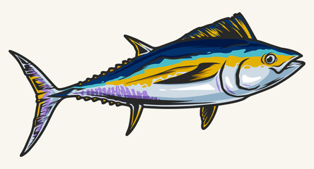 Sea tuna colorful detailed logotype