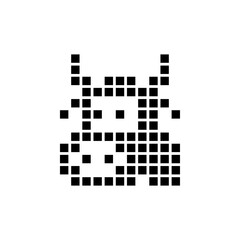 Cow head vector icon and logo. Simple minimal illustration of cow head. Goby and calf. Front view. Pixel art and point style.
