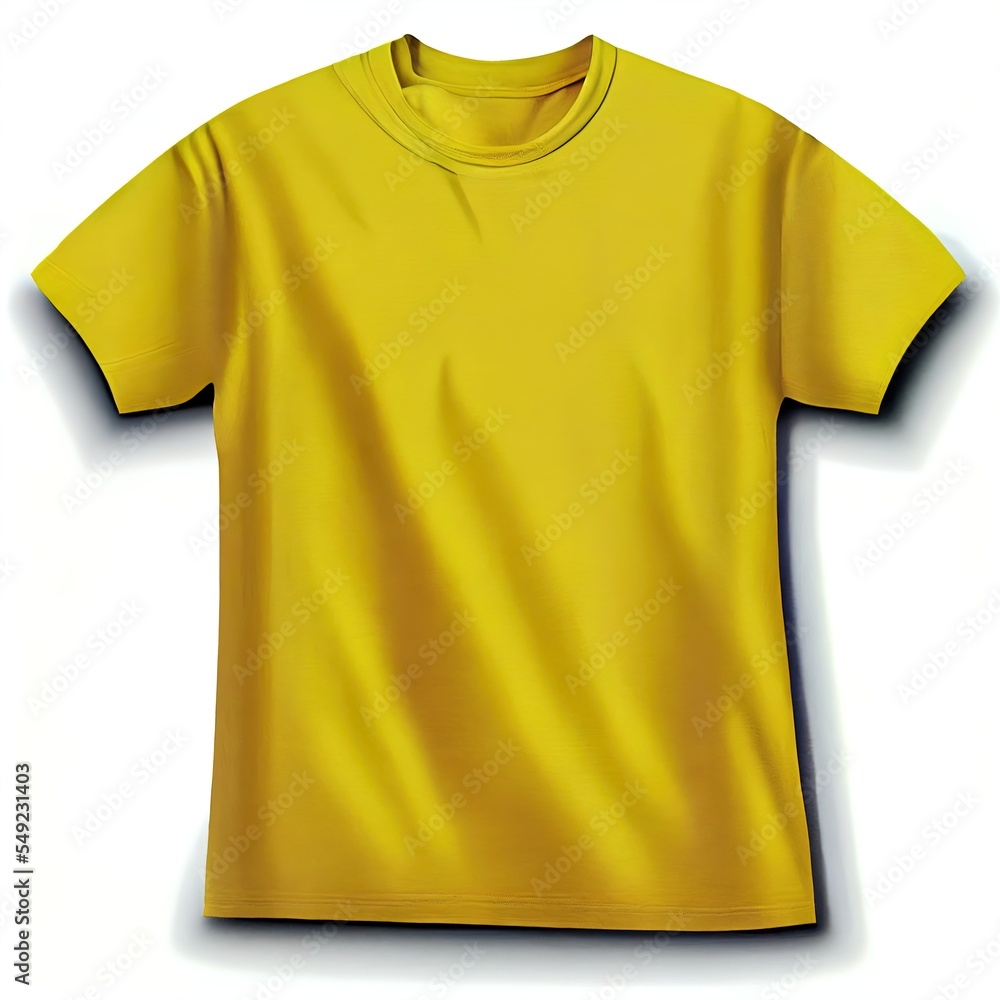 Poster a yellow t - shirt is shown on a white background with a clipping path to the bottom of the image. g