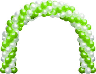 balloon arch, green balloons for decorate the arch of event