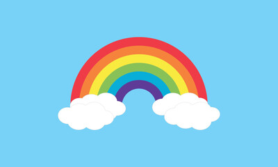 Rainbow arch vector with clouds icon. Color spectrum stripe sign for kids vector logo