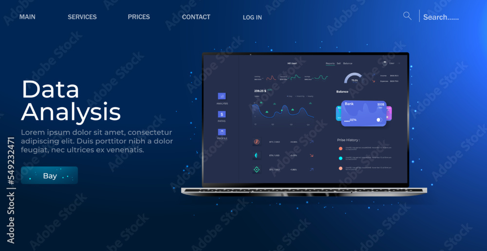 Poster data analyst consolidating financial information and reports on computer. financial data management,
