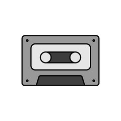 Audio cassette tape vector grayscale icon