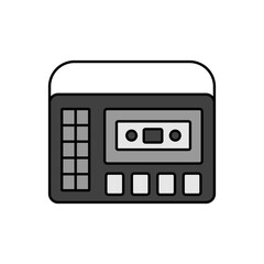 Fototapeta na wymiar Retro cassette recorder player vector icon