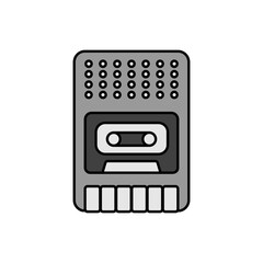 Vintage audio tape recorder vector grayscale icon