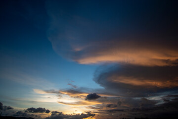 Clouds at sunset in golden color