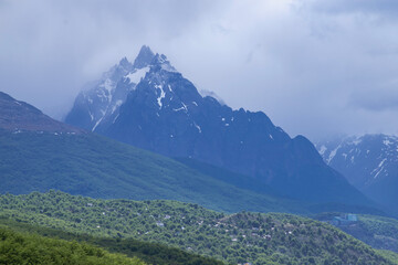 View of the Martial Mountains, seen from the Beagle Channel.  Outside the city of Ushuaia, Argentina. 