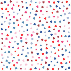 Seamless Hearts Pattern. Cute baby vector background with small hearts, kids girly print, 14 february Valentine backdrop