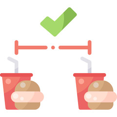 Lunch Dinner Social Distancing flat icon