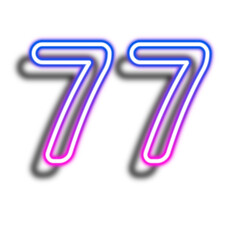 Glowing Neon Number Seventy Seven