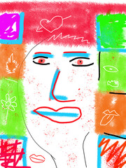 disegno faccia quadro arte 