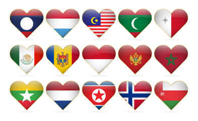 Heart National Flags Of The World Design Template Realistic