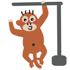 cute monkey hand drawn childish element vector