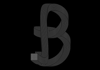 Hand drawn B letter. Abstract B letter.