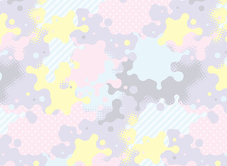 カラフルでポップなインクが飛び散るシームレスなパターン