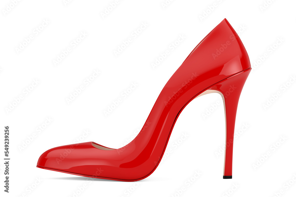 Poster red high heels wooman shooes. 3d rendering