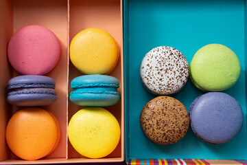 Colorful Macarons Dessert in the Colorful Background Photo, Uskudar Istanbul, Turkey