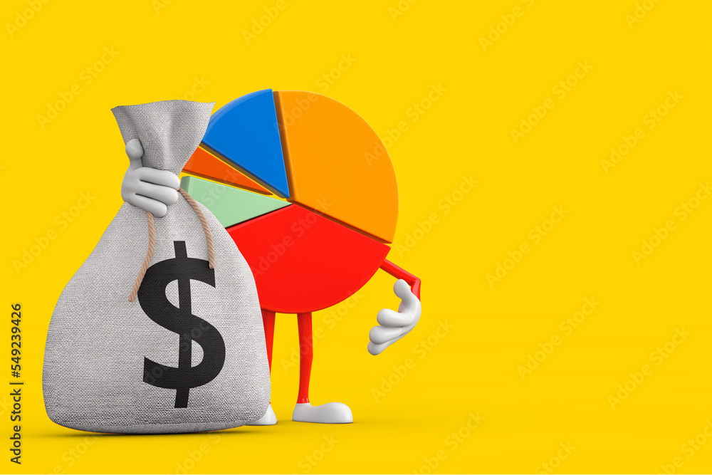 Poster info graphics business pie chart character person and modern mobile phone with blank screen for your