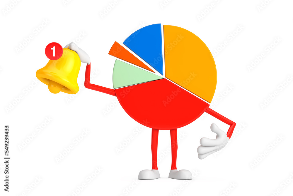 Poster info graphics business pie chart character person witn cartoon social media notification bell and ne