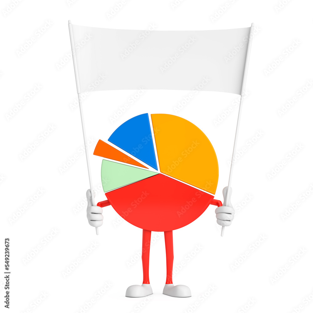 Poster info graphics business pie chart character person and empty white blank banner with free space for y