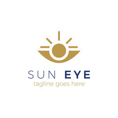 simple sun eye logo vector illustration template design