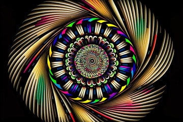 Abstrakt Surreale Multicolor Kreisangeordnete Objekte als Spirale Fraktal Design AI Design Digital Immaging Illustration Background Backdrop