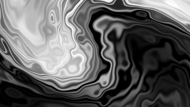  3d Abstract gradient color Animation Wavy and twirl Smooth Wall. Concept Multicolor Liquid Pattern. black white Wavy Reflection Surface Macro. Trendy Colorful Fluid Abstraction Flow. 