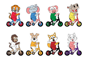 cute animal cartoon ride bicycle