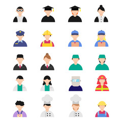 set bundle icon profession character illustration vector design people, Ideal material for avatar icons, profile icons, job icon, profession icon, business icon and more.