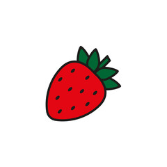 Garden strawberry fruit or strawberries flat color vector icon for food apps and websites. eps 10