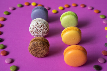 Colorful Macarons Dessert in the Colorful Background Photo, Uskudar Istanbul, Turkey
