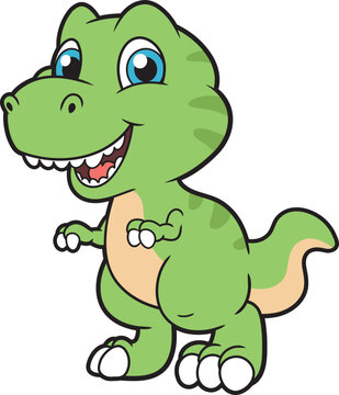 Cute baby t-rex character on white background 2