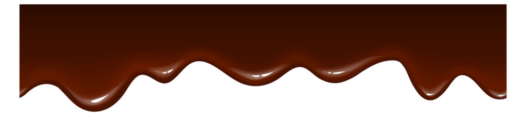 Flowing caramel. Dripping chocolate. Realistic sweet border