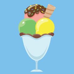 Ice cream dessert with topping vector illustration