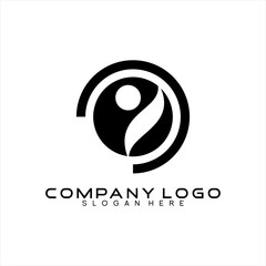 Abstract human vector logo design with circle and leaf elements. The logo can be used for health, marketing, insurance businesses.