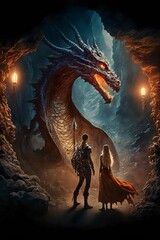 A boy and a girl in the dragon cave